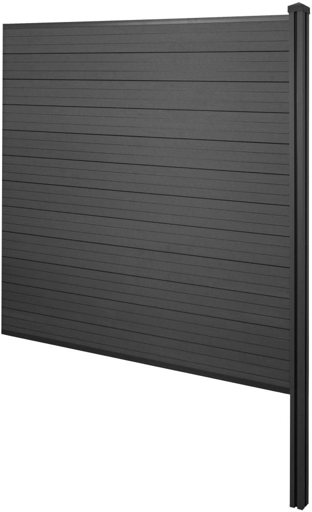 WPC-Sichtschutz Sarthe, Windschutz Zaun, WPC-Pfosten zum Einbetonieren ~ Erweiterungselement, 188cm anthrazit Bild 1