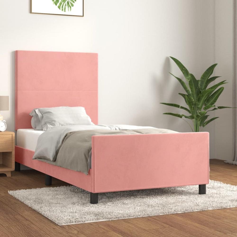 vidaXL Bettgestell mit Kopfteil Rosa 90x190 cm Samt 3125610 Bild 1