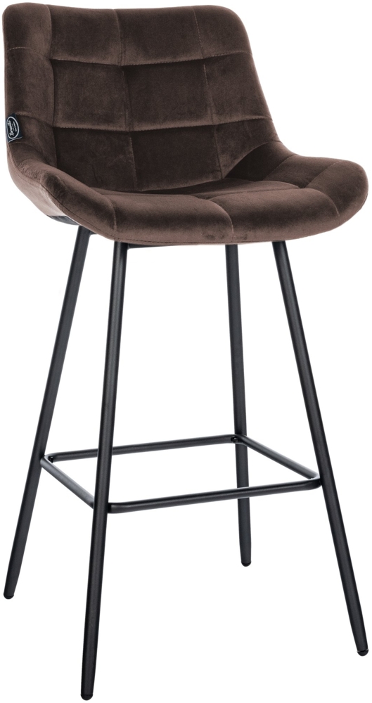 CLP Barhocker Weston mit Metallgestell und Fußstütze I Samt oder Kunstleder,braun Samt Bild 1