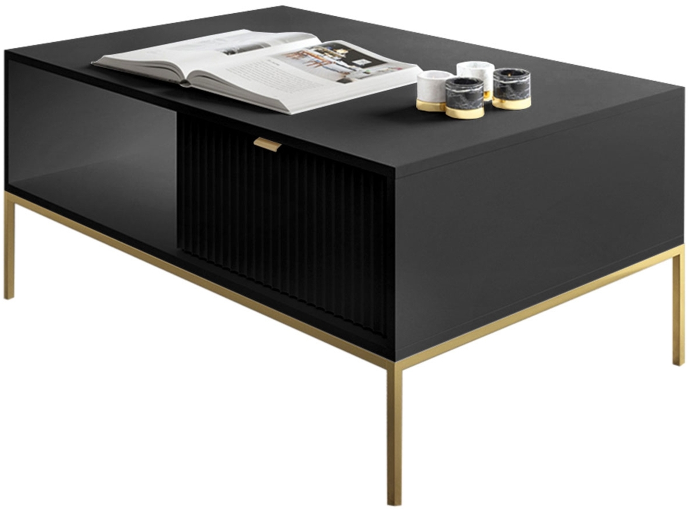 Couchtisch Sivone Gold L104 (Farbe: Schwarz) Bild 1