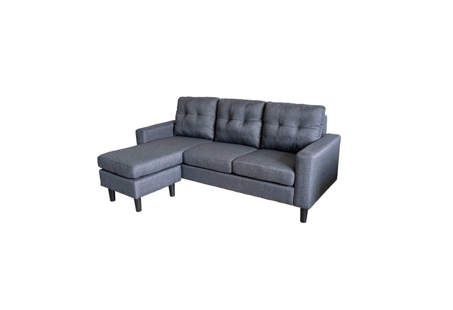 HTI-Living Ecksofa Ecksofa Reva Grau, Stück 1 Teile, Dreisitzer mit Hocker variable Stellmöglichkeiten Bild 1