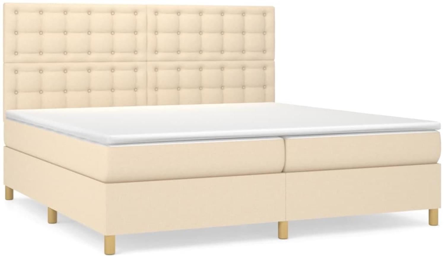 vidaXL Boxspringbett mit Matratze Creme 200x200 cm Stoff, Härtegrad: H2 [3142686] Bild 1