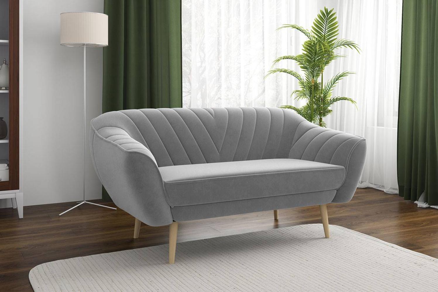 Klassische Sofas, Lounge-sofa, Ziernähte - MIA - 3 Sitzer - Hellgrau Velours Bild 1