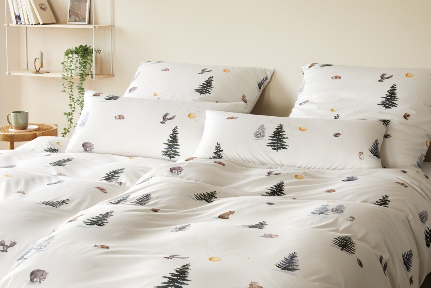 Elegante Interlock Jersey Bettwäsche Winterwald 3611-7 Natur 135x200 Bild 1