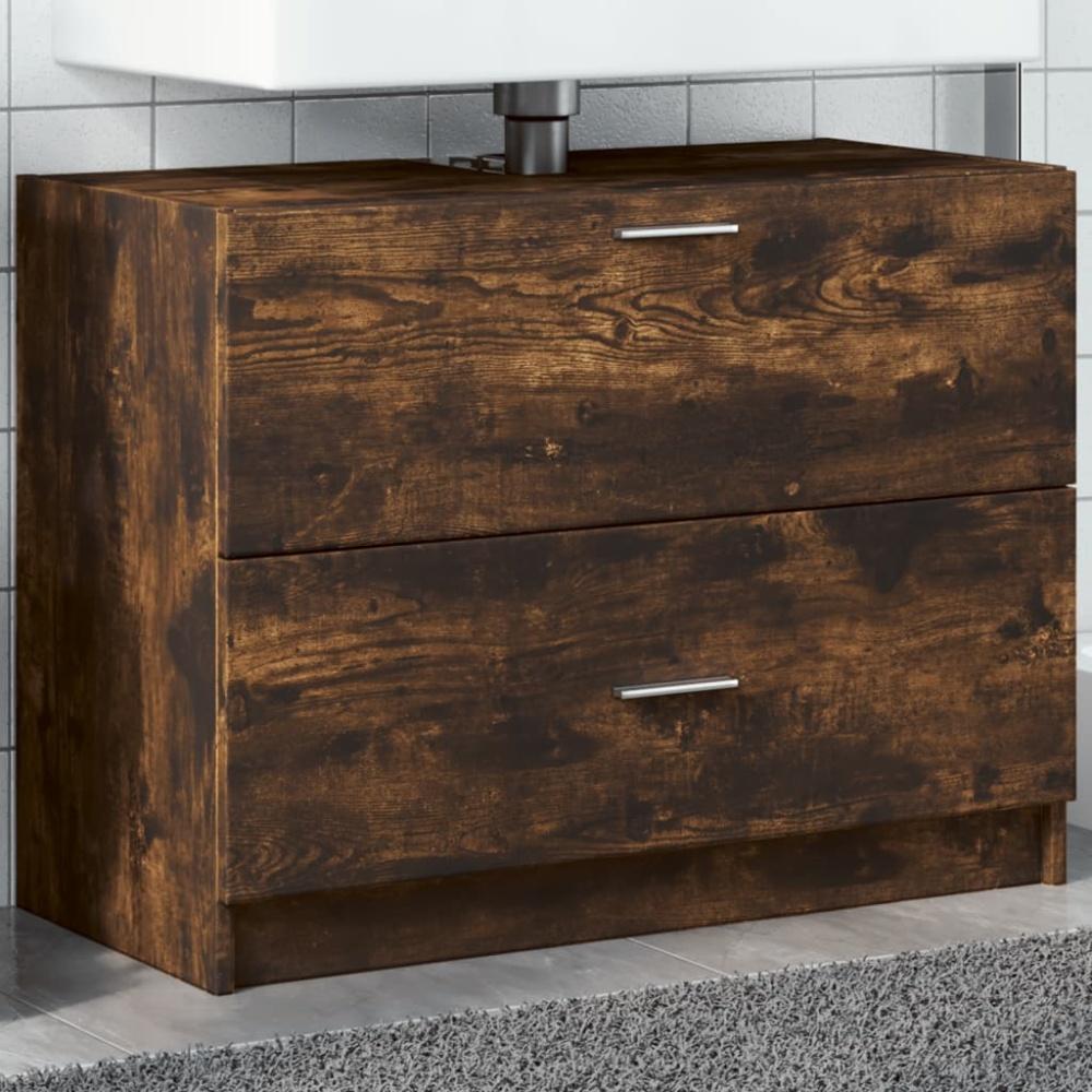 vidaXL Waschbeckenunterschrank Räuchereiche 78 x 37 x 59 cm Holzwerkstoff 848119 Bild 1