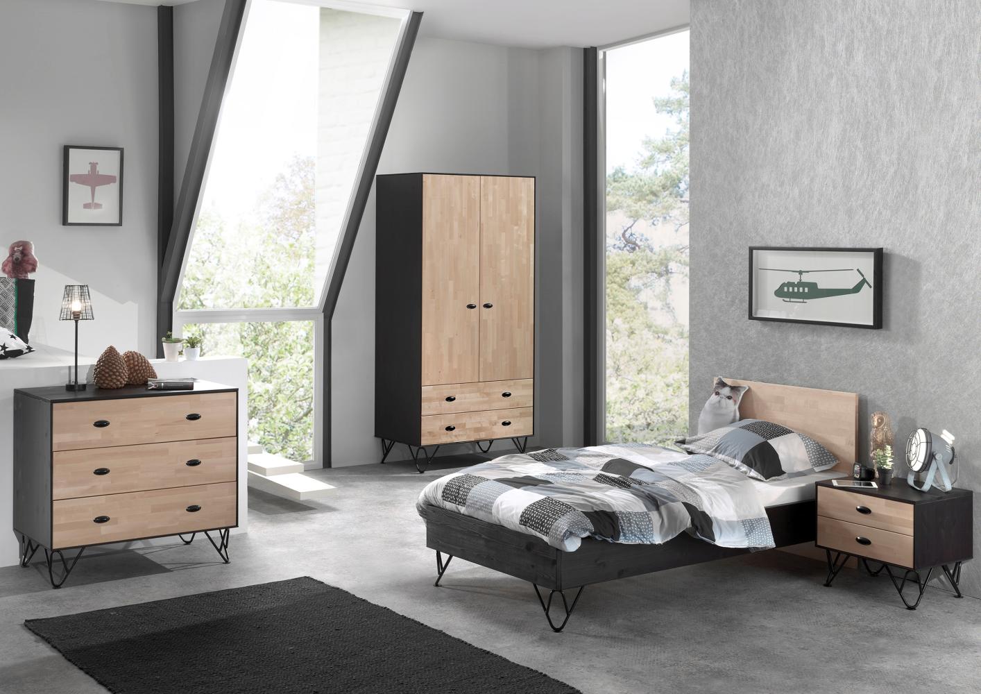 Vipack 'William' 4-tlg. Jugendzimmer-Set mit Kommode, 90x200 [Bett], B100 x H200 x T57 [Schrank] cm Bild 1