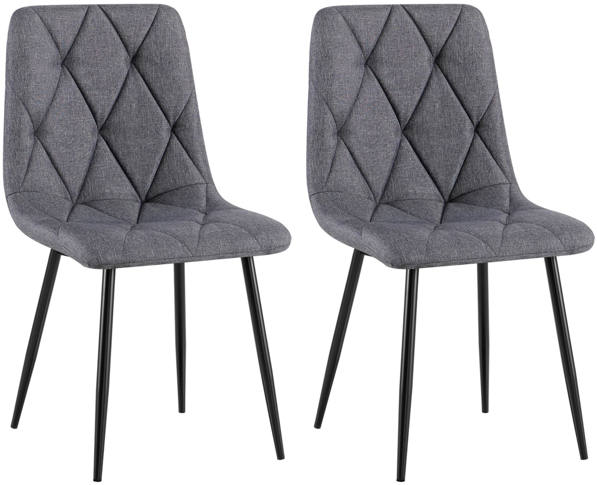 CLP 2er Set Esszimmerstuhl Clairton gepolstert mit Rückenlehne bis 150 kg belastbar,dunkelgrau Stoff Bild 1