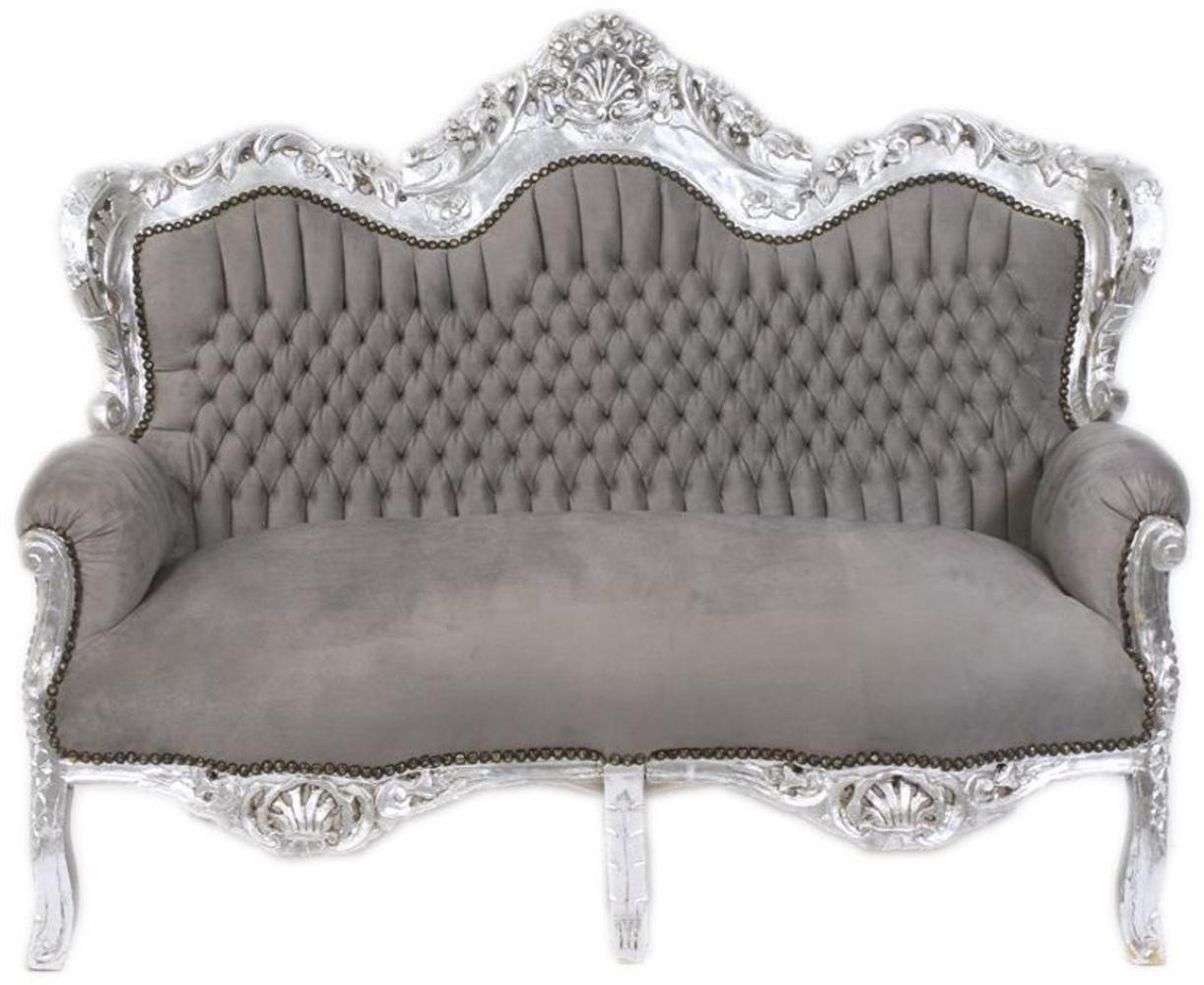 Casa Padrino Barock 2er Sofa Master Grau / Silber - Möbel Bild 1