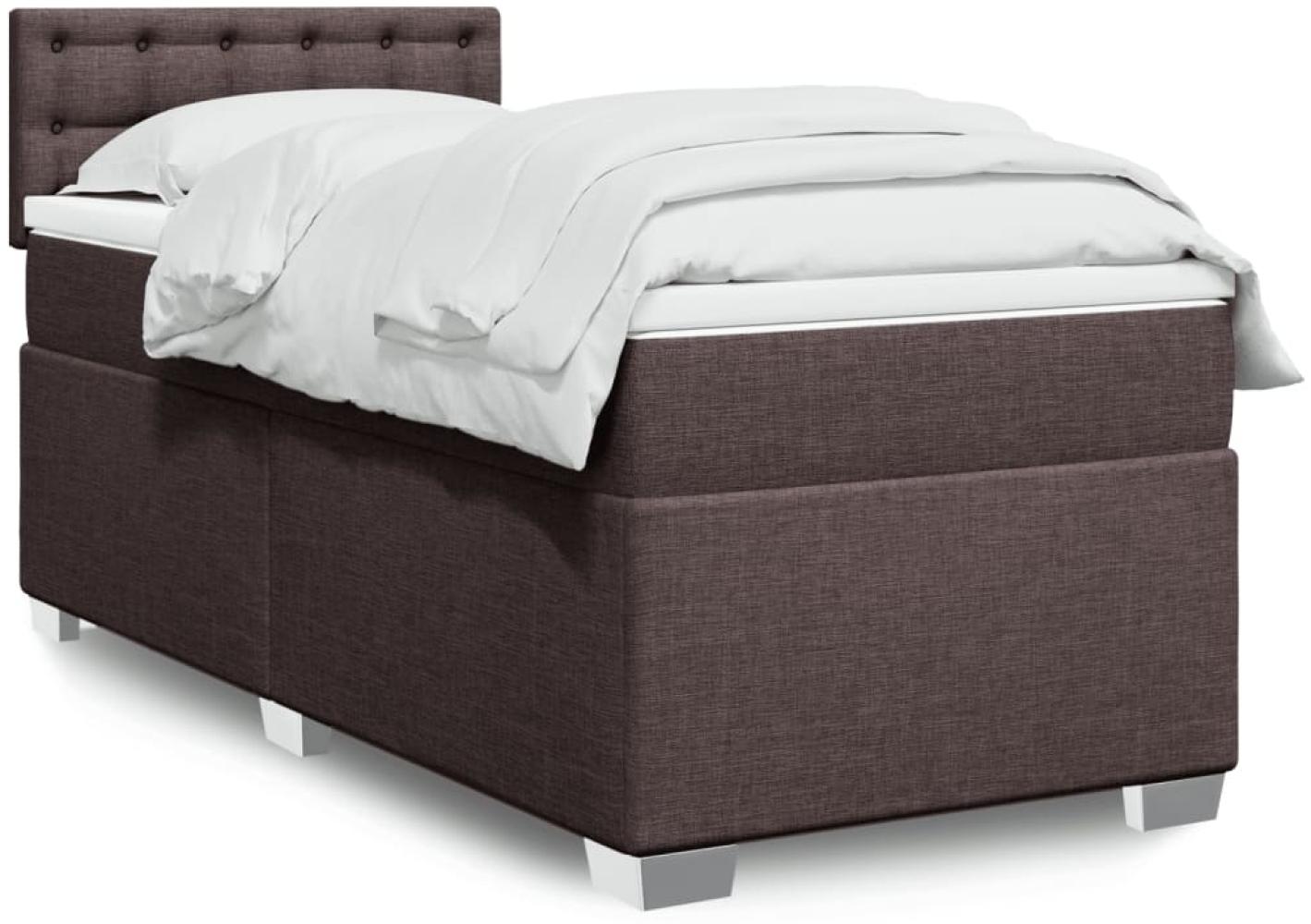 vidaXL Boxspringbett mit Matratze und LED-Beleuchtung, Holzwerkstoff dunkelbraun, 90 x 190 cm Bild 1