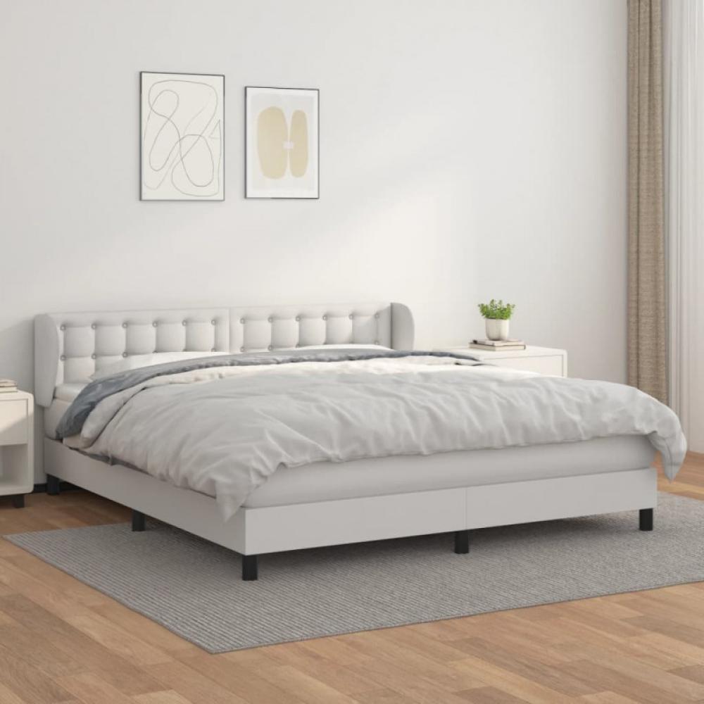 Boxspringbett mit Matratze Weiß 180x200 cm Kunstleder (Farbe: Weiß) Bild 1