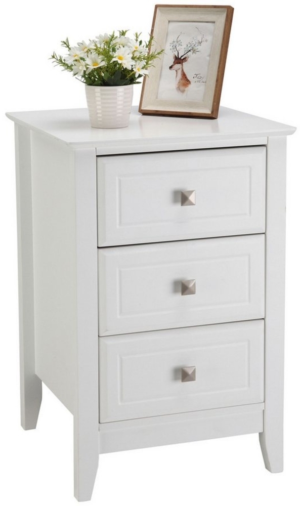 VINGLI Nachttisch (1-St), Nachtschrank mit 3 Schubladen, 40 x 40 x 60 cm, Weiß (1-St) Bild 1