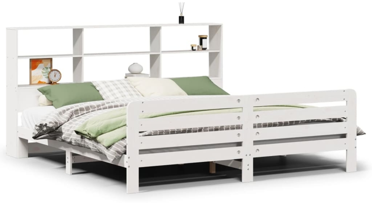 vidaXL Massivholzbett ohne Matratze Weiß 180x200 cm Kiefernholz 3309933 Bild 1