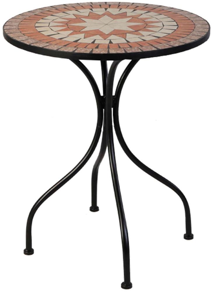 Mosaik Mosaiktisch Gartentisch Balkontisch Rund Echt-Steinbelegung Bild 1