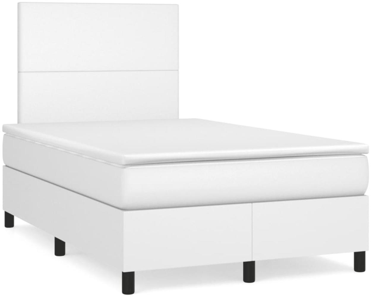 vidaXL Boxspringbett mit Matratze Weiß 120x190 cm Kunstleder 3269966 Bild 1