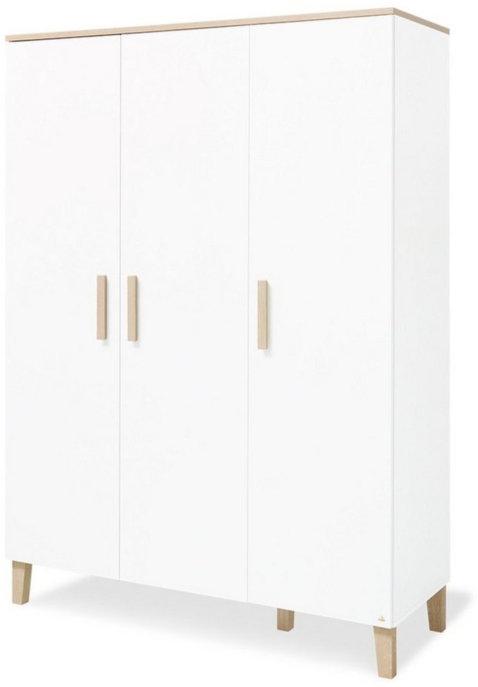 Pinolino 'Lumi' 3-trg. Kleiderschrank, weiß, mit Kleiderstange und 7 Ablagefächern Bild 1