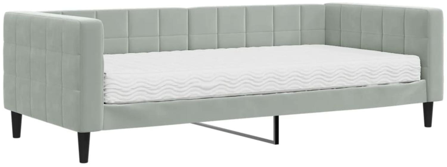 vidaXL Tagesbett mit Matratze Hellgrau 90x200 cm Samt 3196667 Bild 1
