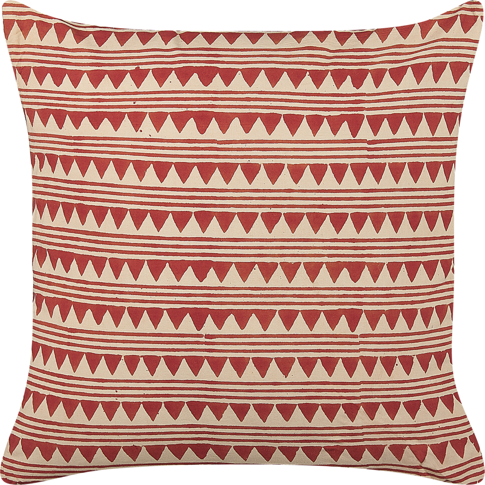 Dekokissen DEGLUPTA Baumwolle 45 x 45 cm Geometrisches Muster Blockdruck Rot Bild 1