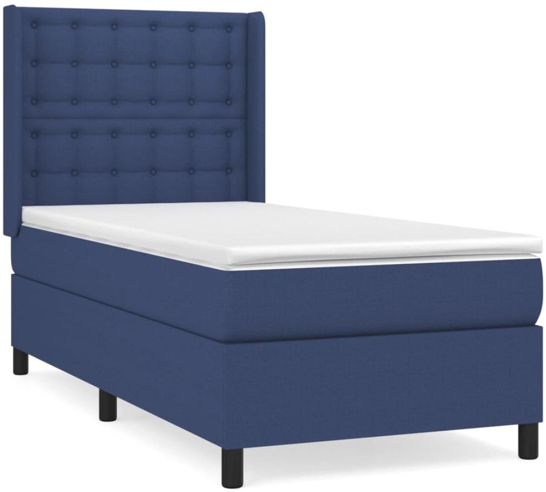 vidaXL Boxspringbett mit Matratze Blau 90x190 cm Stoff 3131719 Bild 1