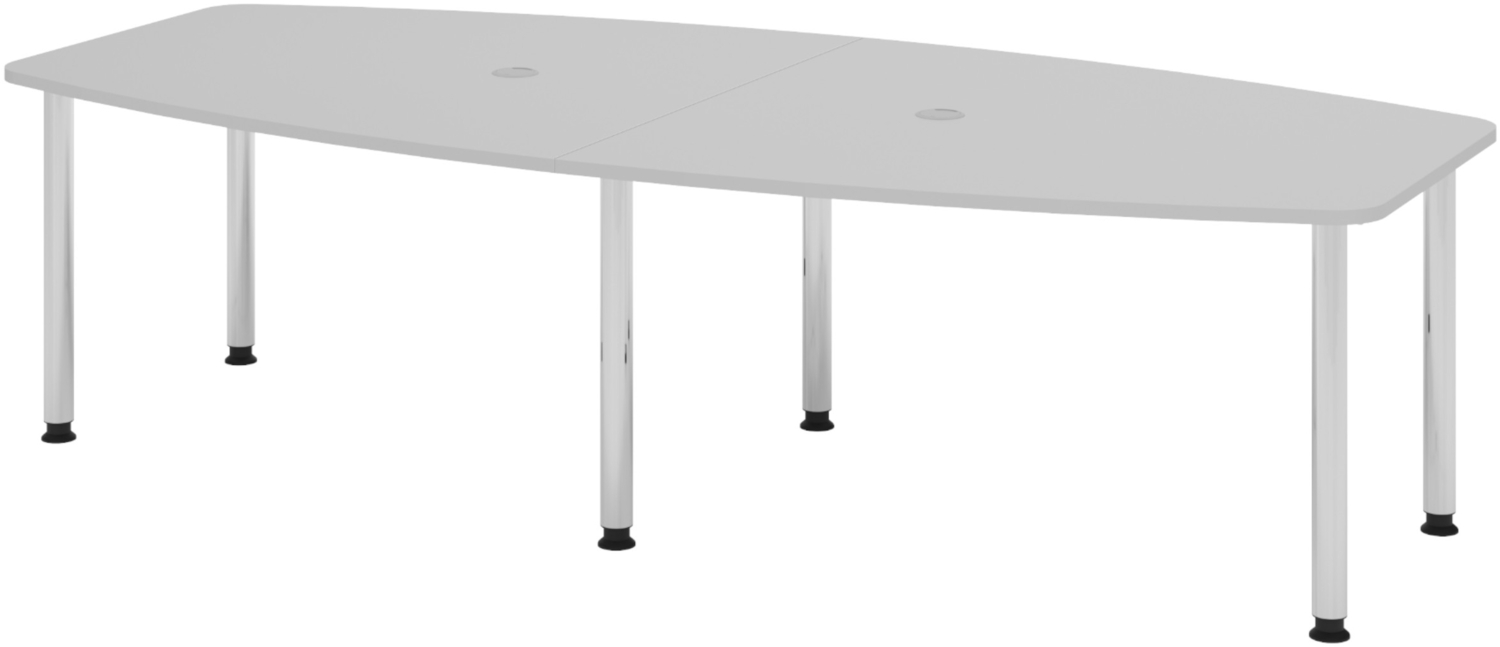 bümö Konferenztisch oval 280x130 cm großer Besprechungstisch in grau, Besprechungstisch mit Chromfüßen, Meetingtisch für 10 Personen, XXL-Tisch für Besprechungsraum & Meeting, KT28C-5 Bild 1