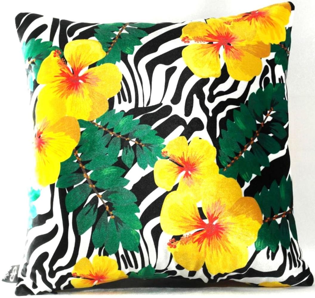 Casa Padrino Luxus Deko Kissen Florida Flowers Mehrfarbig 45 x 45 cm - Feinster Samtstoff - Dekoratives Wohnzimmer Kissen Bild 1