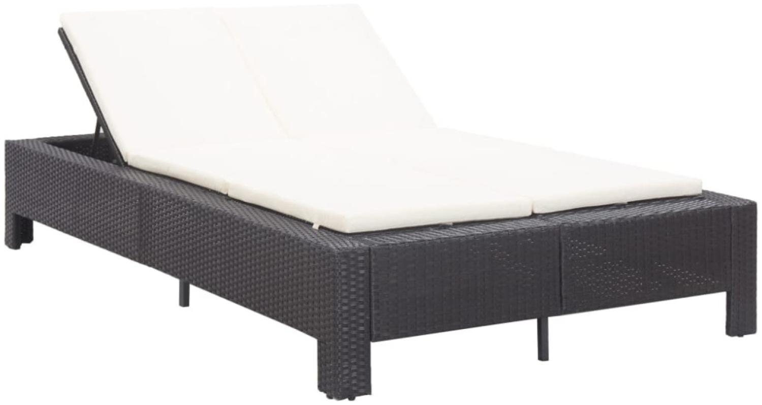 vidaXL 2-Personen-Sonnenliege mit Auflage Schwarz Poly Rattan 46238 Bild 1