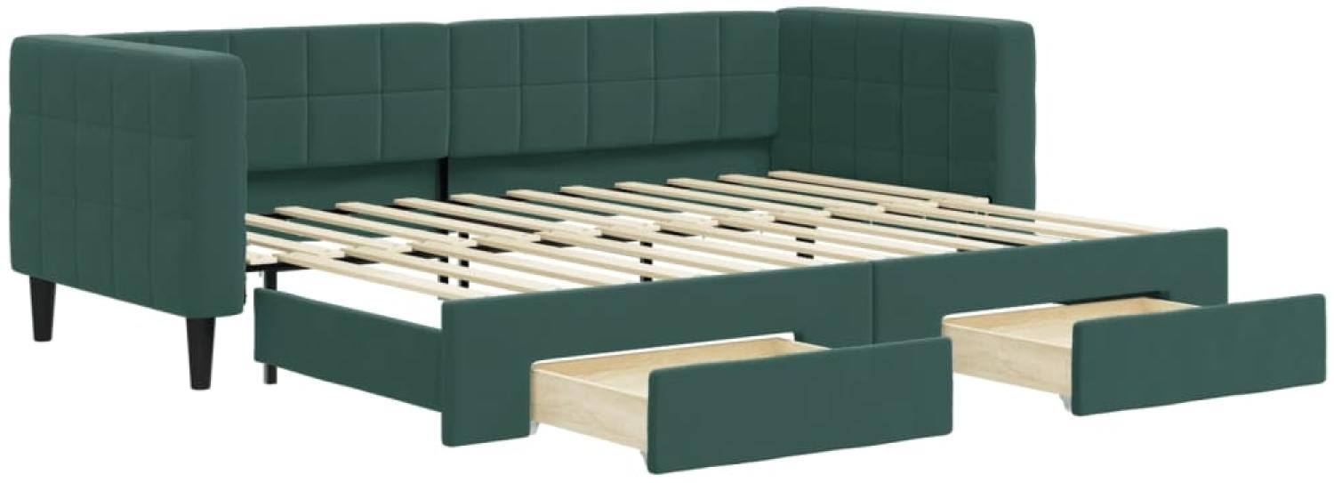 vidaXL Tagesbett Ausziehbar mit Schubladen Dunkelgrün 80x200 cm Samt 3196734 Bild 1