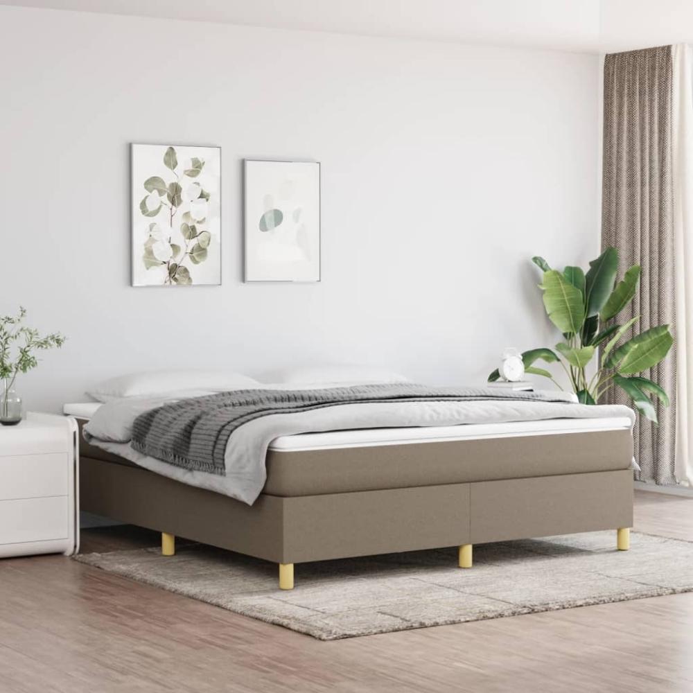 vidaXL Boxspringbett mit Matratze Taupe 160x200 cm Stoff 3144534 Bild 1