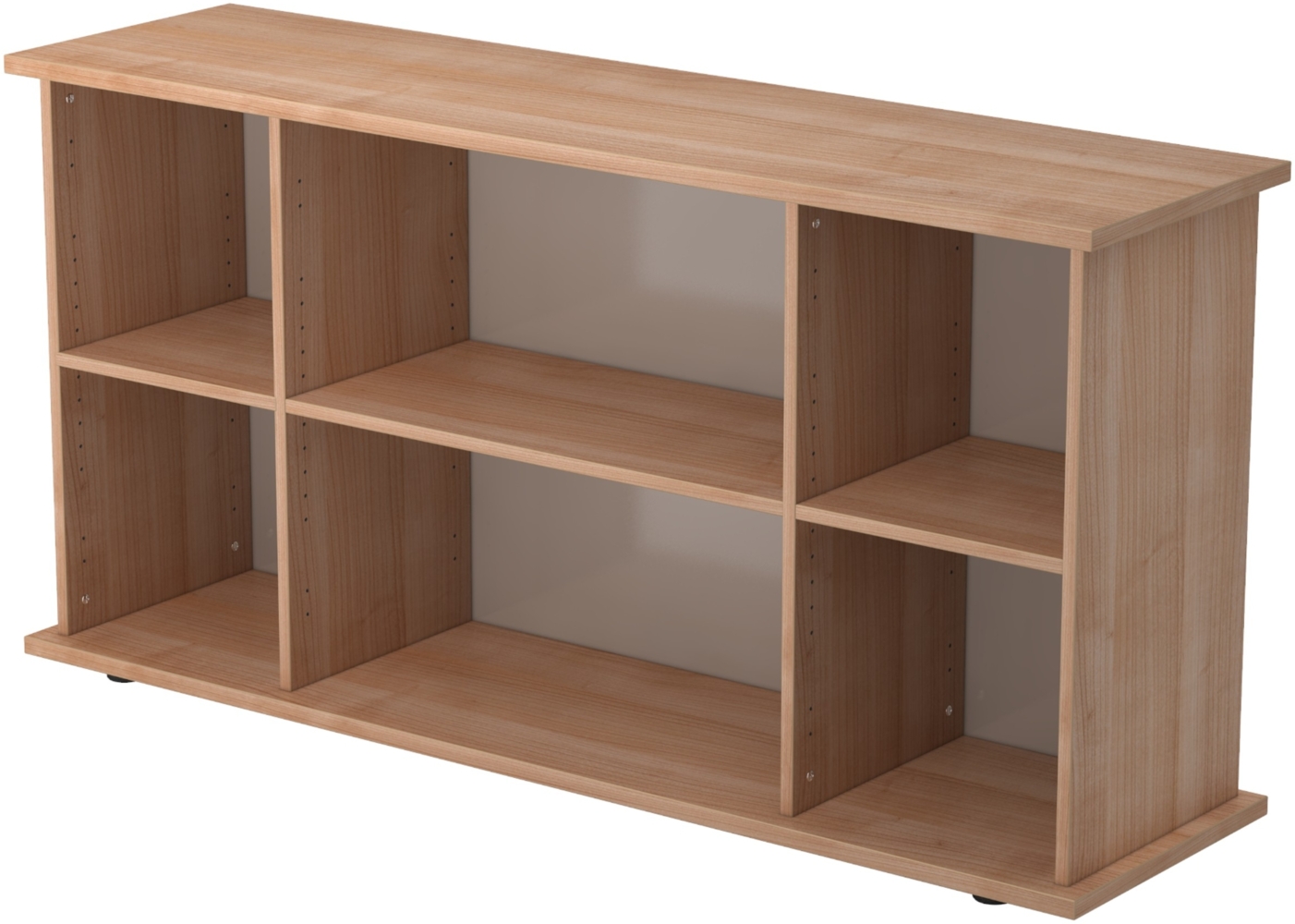 bümö Regal-Sideboard Nussbaum, Büro Standregal & Kommode für 2 Ordnerreihen - Bücherregal klein 166 cm breit, Aktenregal für Ordner & Bücher, kleines Büroregal, Holzregal, Ordnerregal, SBOF-N Bild 1