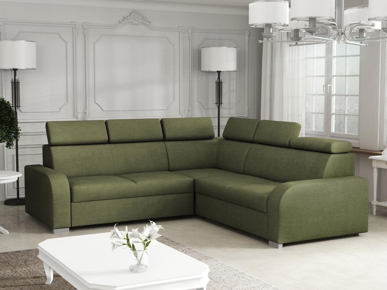 Ecksofa Apollo 2rR2p mit Schlaffunktion und Bettkasten, L-Form, Einstellbare Kopfstützen (Farbe: Crown 11) Bild 1