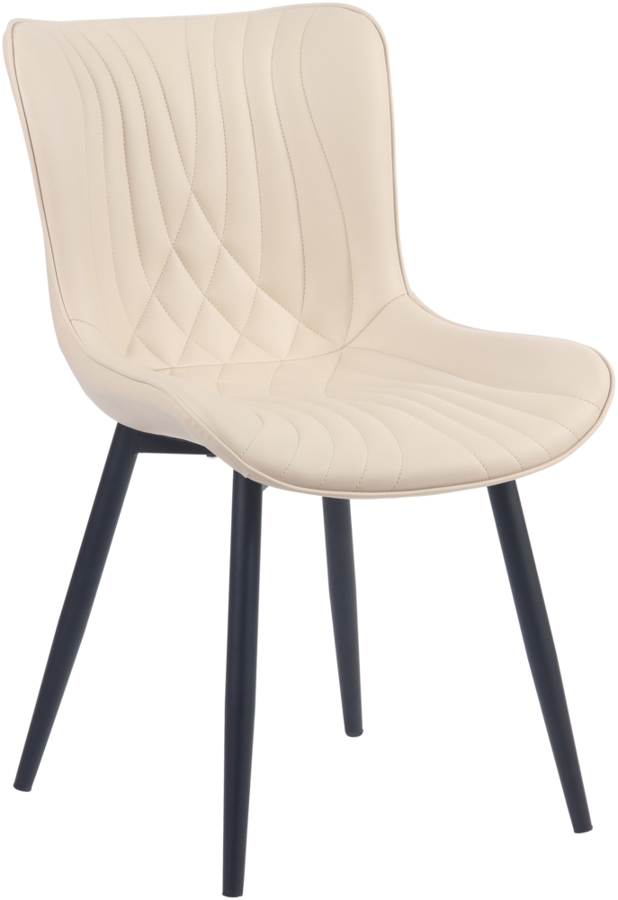 DELUKE® Stuhl KELCE Kunstleder - 80,5x50x62cm, creme, Metall Gestell Stühle Esszimmerstühle Stuhl Esszimmer Esstisch Stühle Küchenstuhl Bild 1