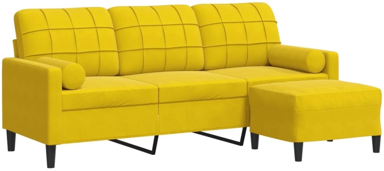 vidaXL 3-Sitzer-Sofa mit Hocker Gelb 180 cm Samt 3278273 Bild 1