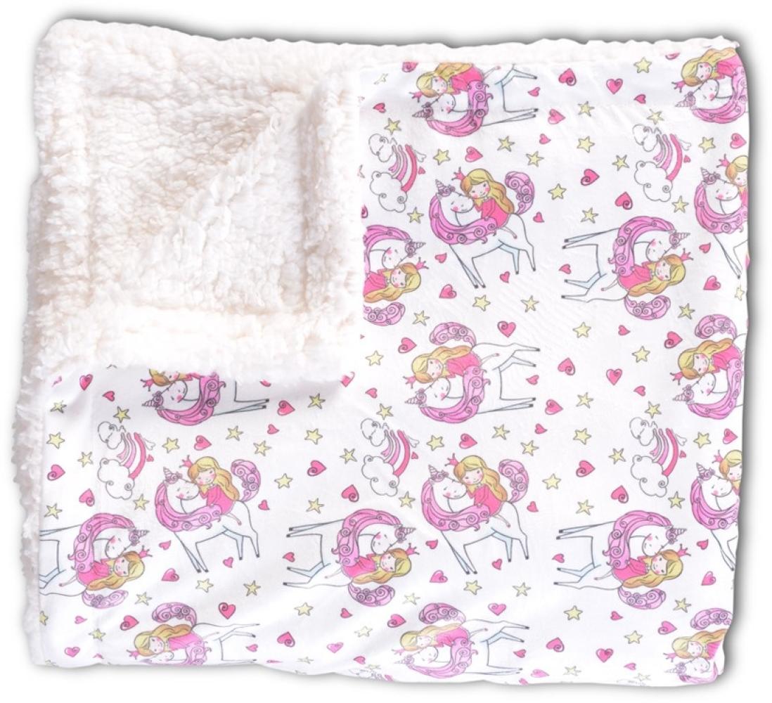 Cangaroo Babydecke Einhorn, Größe 105 x 75 cm, kuschelige Schmusedecke ab Geburt pink Bild 1