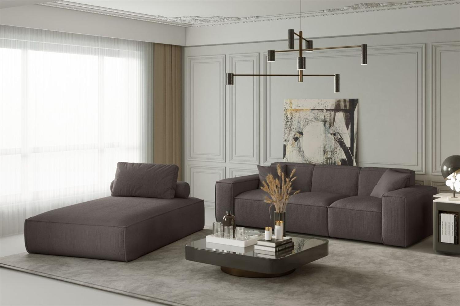 Sofa Set 2-teilig Sezlong und Sofa 3-Sitzer CELES in Stoff Scala Taupe Bild 1