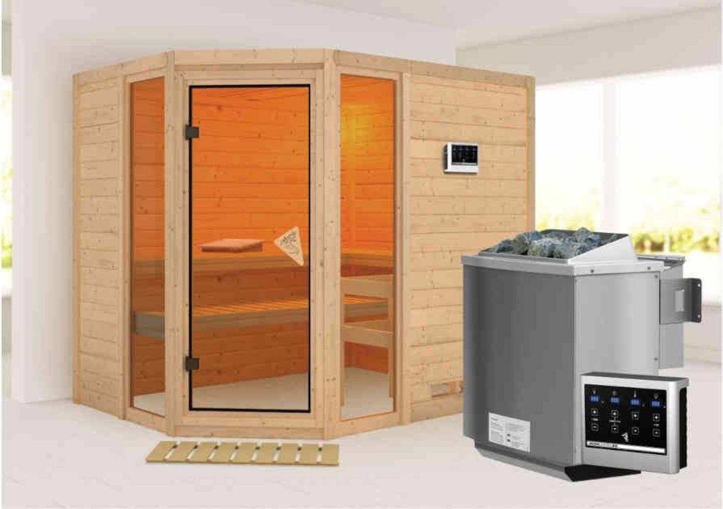 Karibu Sauna Innenkabine Sinai Innensauna 3 Sitzbänke aus Holz Saunakabine mit 40 mm Wandstärke Dampfsauna mit Montagematerial Bild 1