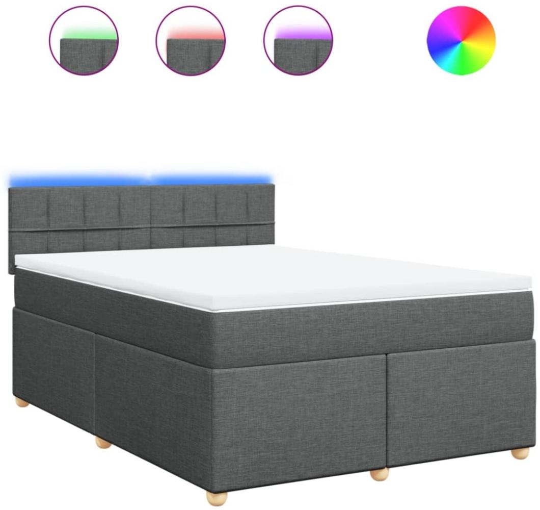 vidaXL Boxspringbett mit Matratze Dunkelgrau 140x190 cm Stoff 3288976 Bild 1