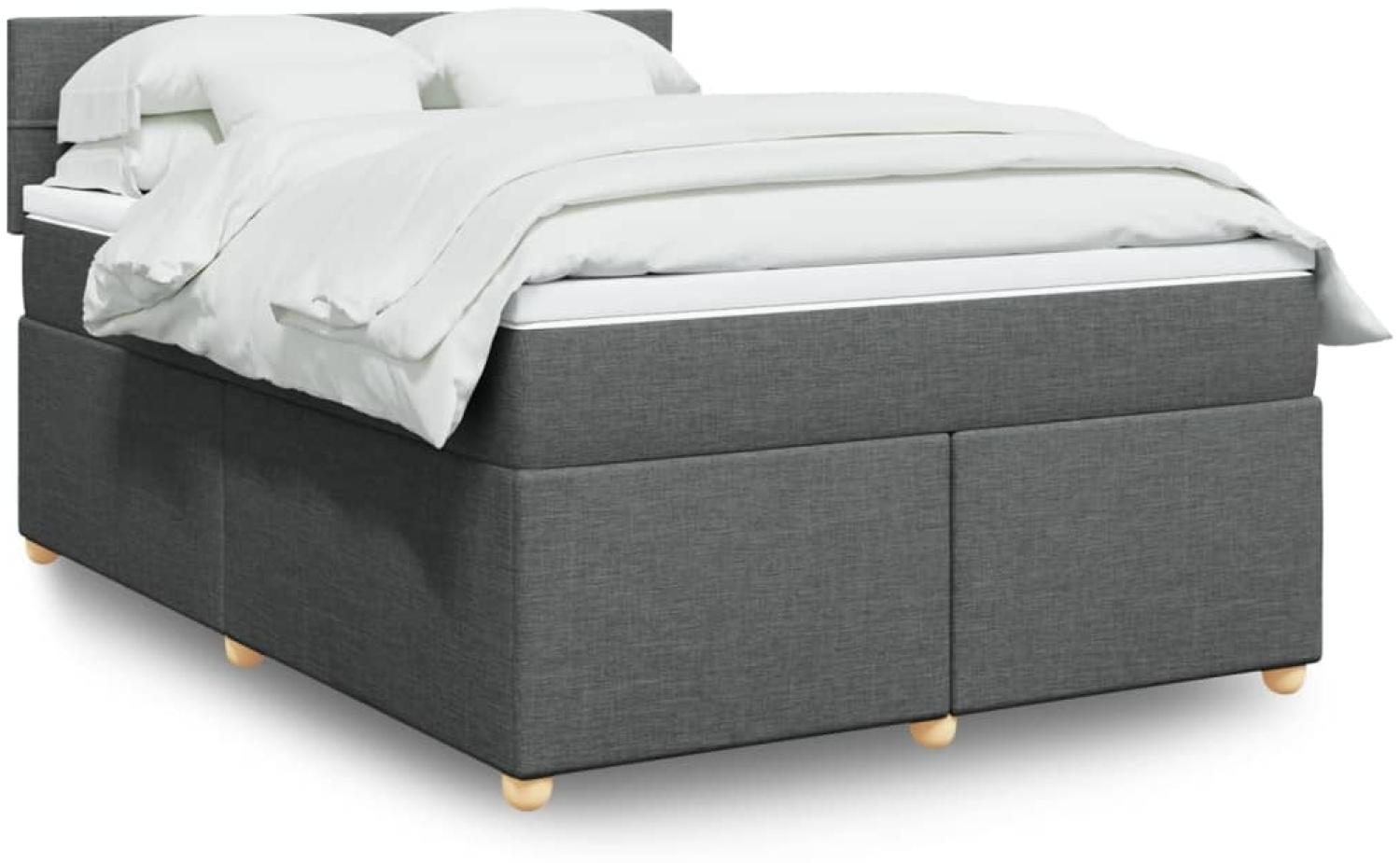 vidaXL Boxspringbett mit Matratze Dunkelgrau 140x190 cm Stoff 3288976 Bild 1