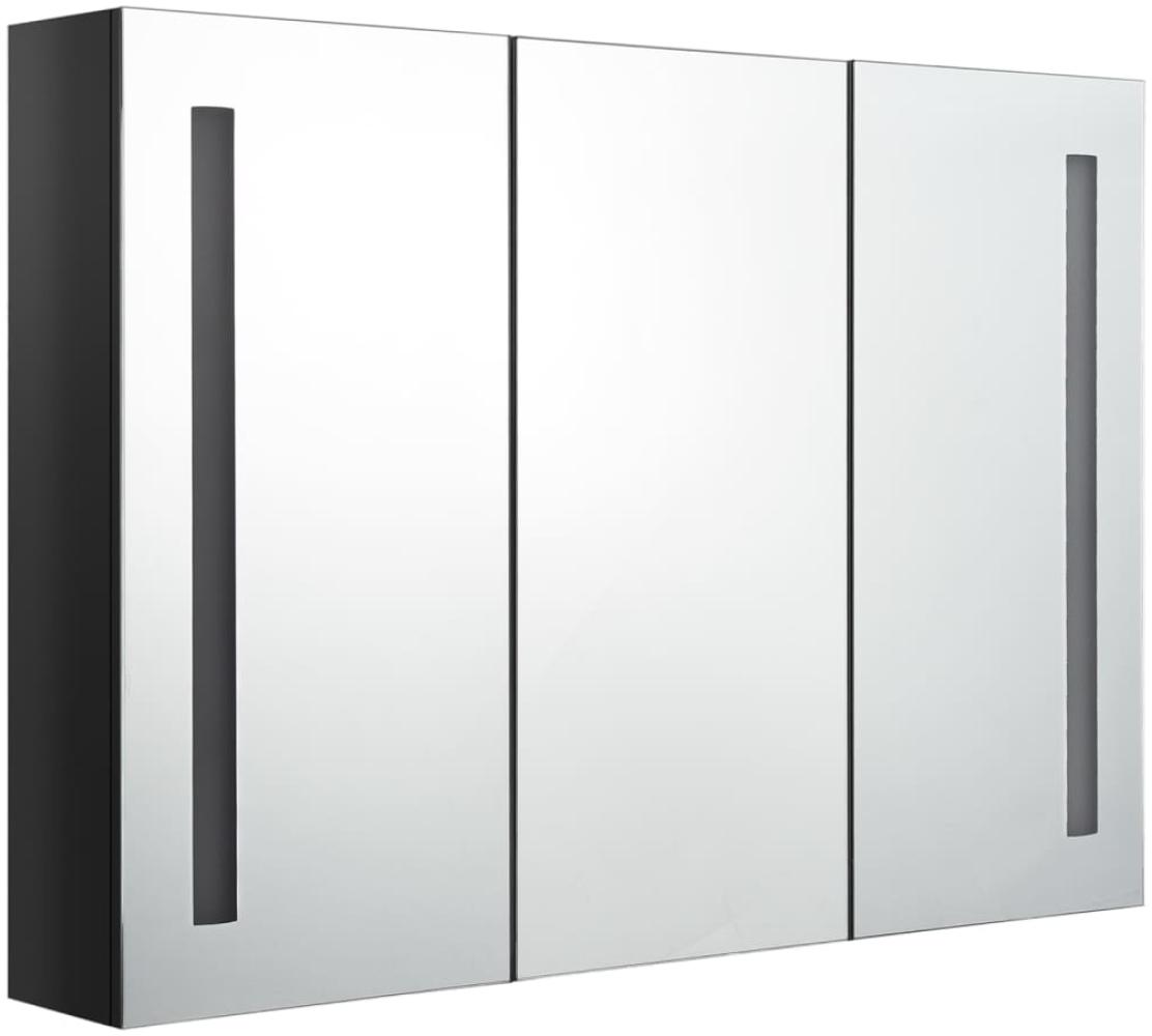 LED-Bad-Spiegelschrank glänzendes Schwarz 89 x 14 x 62 cm Bild 1