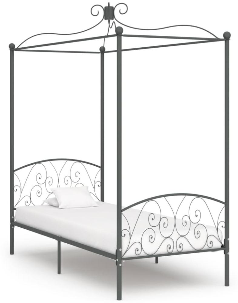 vidaXL Himmelbett-Gestell Grau Metall 90 x 200 cm [284480] Bild 1