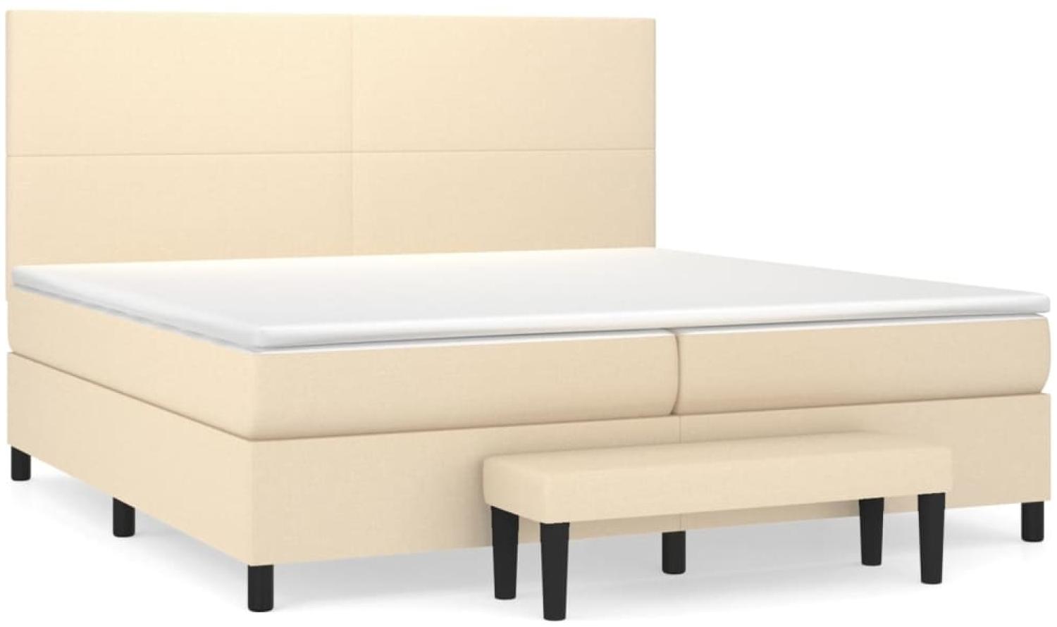 vidaXL Boxspringbett mit Matratze Stoff Creme 200x200 cm, Härtegrad: H2 [3136466] Bild 1