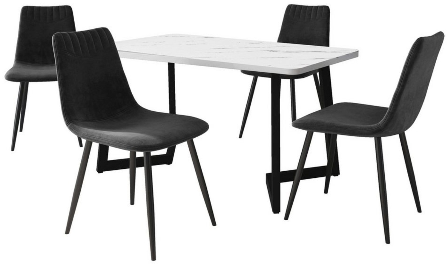 MODFU Essgruppe Esstisch mit 4 Stühlen Set, (Modernes Tisch- und Stuhlset, Marmor gemusterter Esstisch, 5-tlg, Klassische und elegante Stühle), Esstisch mit 4 Stühlen Set Küchen Tisch Esszimmerstuhl Bild 1