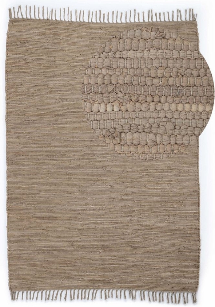 carpetfine Teppich Kelim Chindi uni, rechteckig, Höhe: 5 mm, Wendeteppich, reine Baumwolle, handgewebt, Uni-Farben, mit Fransen Bild 1