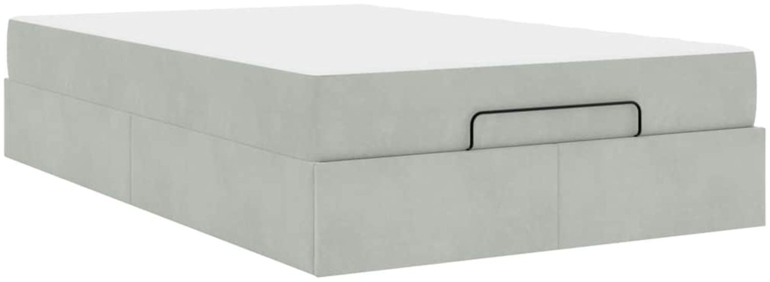vidaXL Bettgestell mit Matratze Hellgrau 120 x 200 cm Samt 3399552 Bild 1