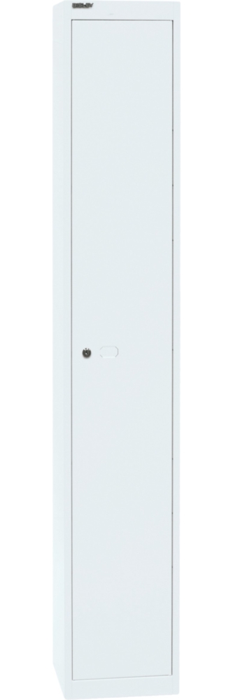 Bisley Garderobenschrank Office mit Schloss aus Stahlblech, 1 Fach mit Hutboden & Kleiderstange - Kleiderspind abschließbar, Spind Tiefe: 45,7 cm - Farbe: verkehrsweiß, CLK181-696 Bild 1