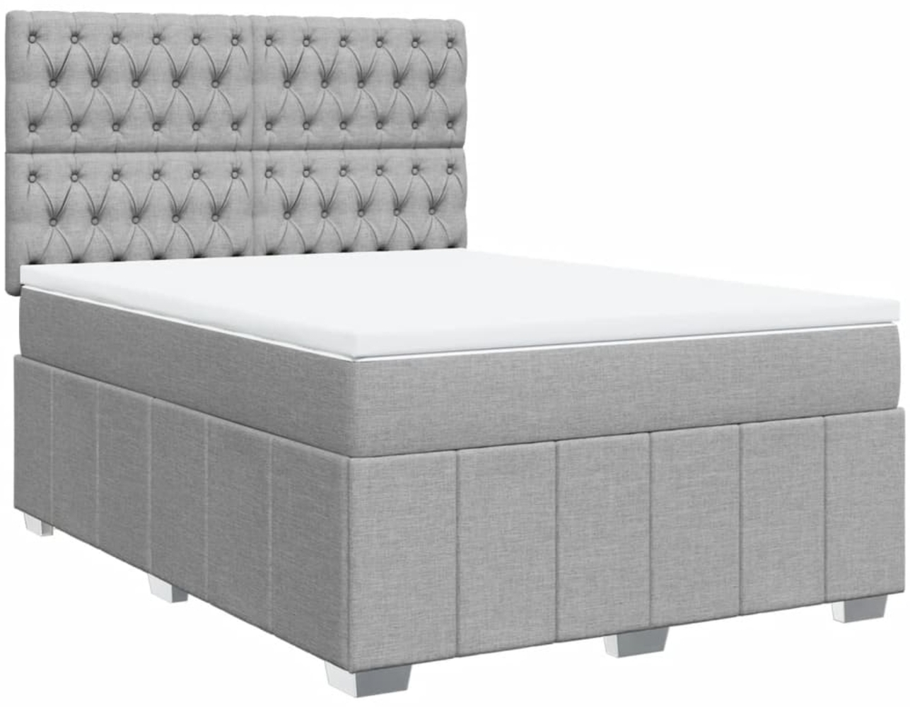 vidaXL Boxspringbett mit Matratze Hellgrau 140x200 cm Stoff 3291698 Bild 1