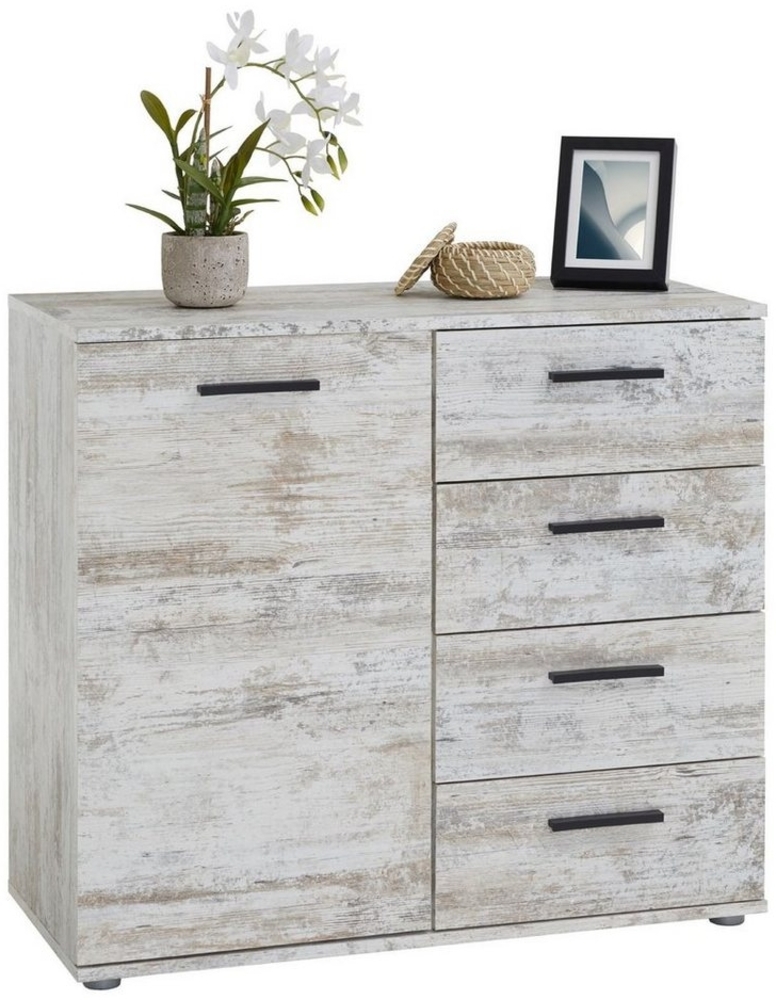 Kommode Sideboard Schrank Chicago Shabby Chic, mit Tür und 4 Schubladen, Vintage Look Highboard Bild 1