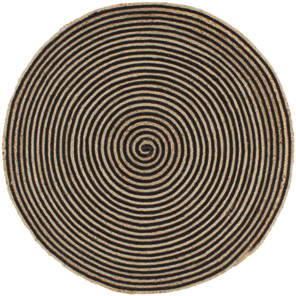 vidaXL Teppich Handgefertigt Jute mit Spiralen-Design Schwarz 120 cm 133720 Bild 1