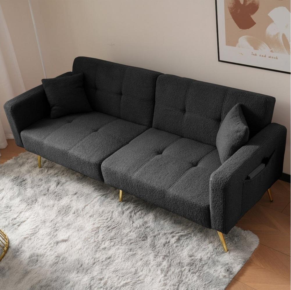 Ulife Schlafsofa mit Winkel, goldenen Beinen, Kissen und seitlichen Taschen, 1 Teile, 175*64*72cm Bild 1