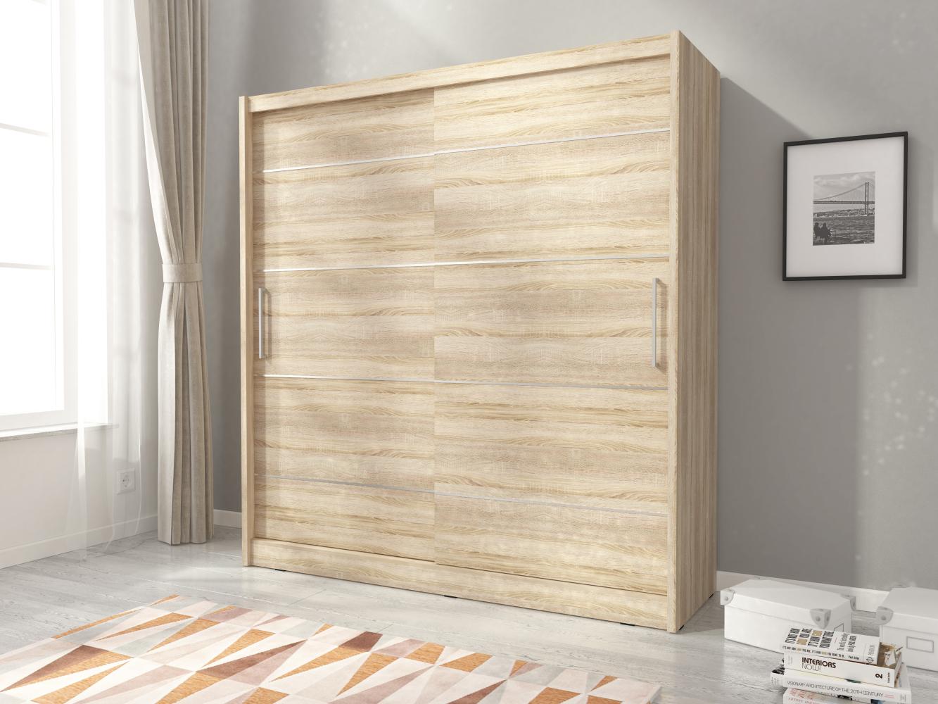 Domando Kleiderschrank San Benedetto M7 200 Modern Breite 200cm, Schwebetüren, praktische Facheinteilung in Sonoma Eiche Bild 1