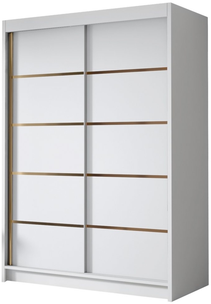 Kleiderschrank mit Goldverzierung Laraso IV mit zwei Schwebetüren (Farbe: Weiß) Bild 1