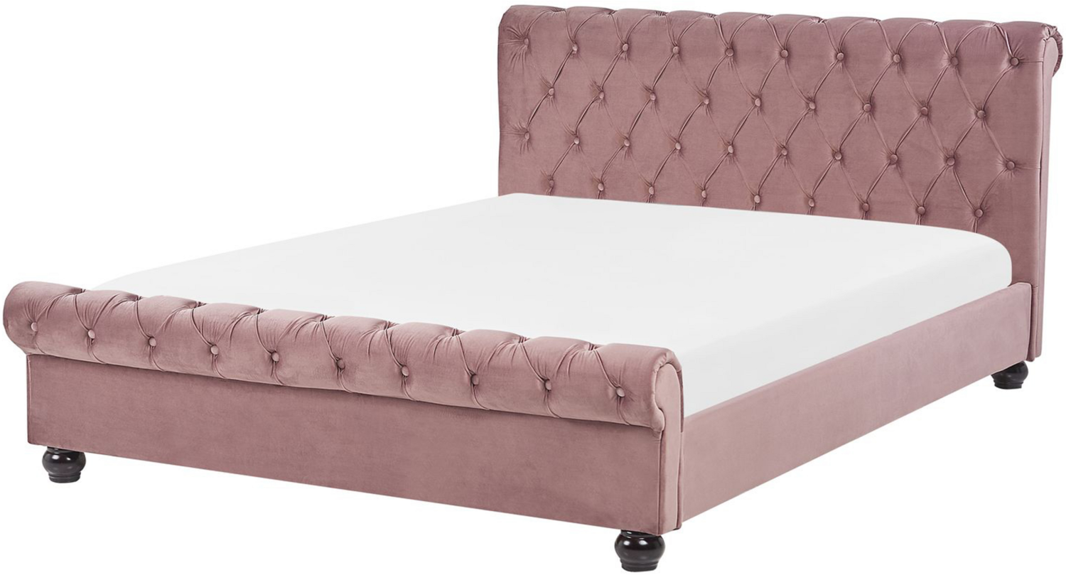 Wasserbett AVALLON 140 x 200 cm Samtstoff Rosa Bild 1